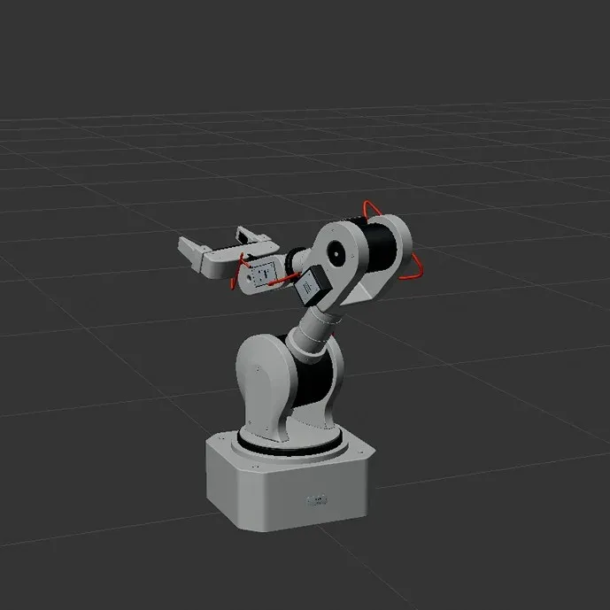 The maker’s 3D view of the arm in the pose the drawings follow.