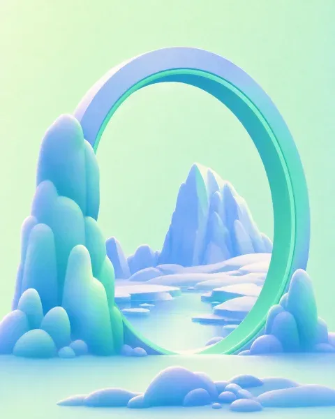The ring restyled in teal, an icy landscape inside it.