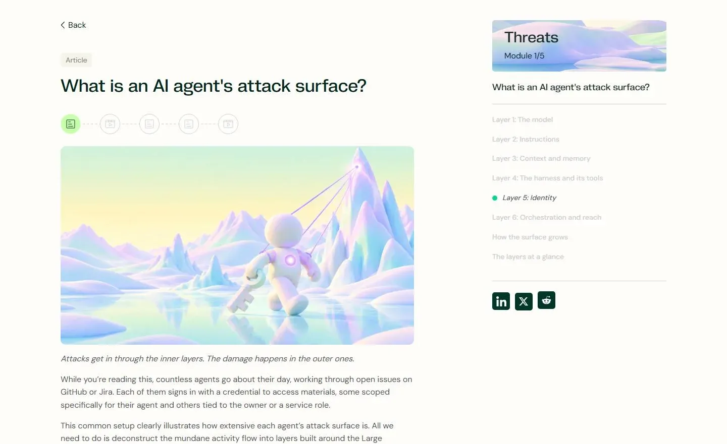 What is an AI agent's attack surface?, the article on token.security, with this scene at its head.